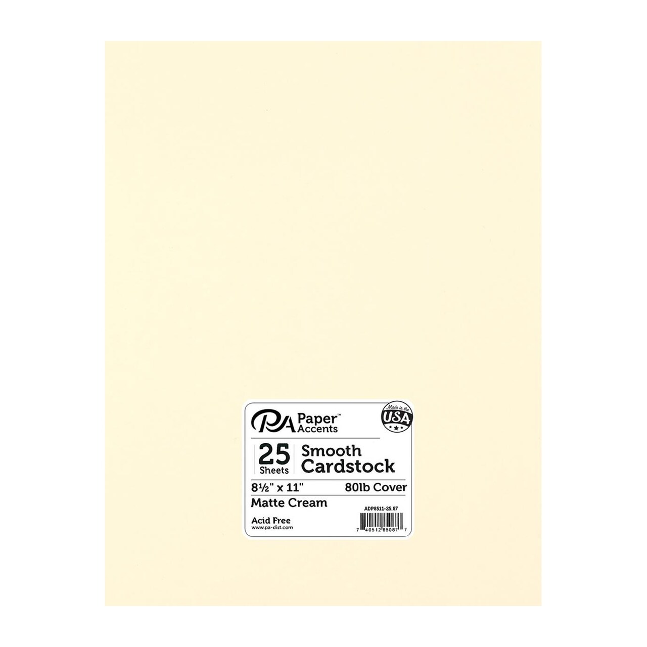 PA Paper Accents Smooth Cardstock 8.5" x 11" Matte Cream, 80lb colored cardstock paper for card making, scrapbooking, printing, quilling and crafts, 25 piece pack